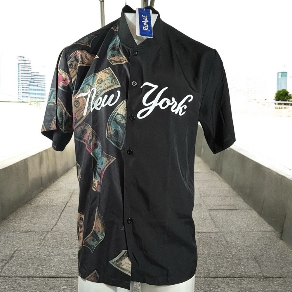 Romwe Black New York Money Graphic Men's Shirt NWT Size XL